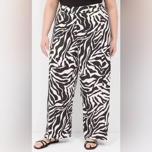 Lane Bryant Black and White Zebra Print Wide Leg Pants Size 22